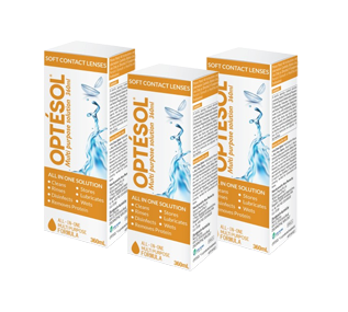 OPTÉSOL MULTI PURPOSE ALL IN ONE SOLUTION SOFT LENSES 360ML PACK OF 3