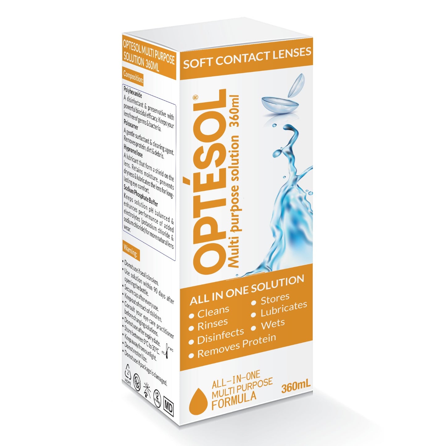 OPTÉSOL MULTI PURPOSE ALL IN ONE SOLUTION SOFT LENSES 360ML