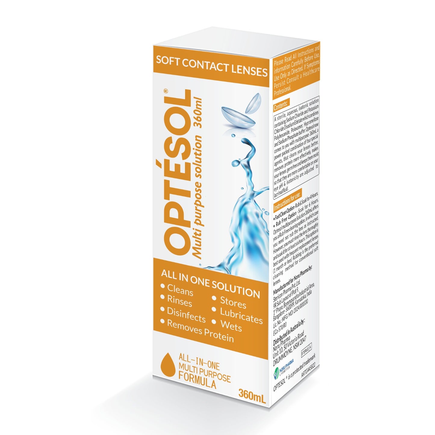 OPTÉSOL MULTI PURPOSE ALL IN ONE SOLUTION SOFT LENSES 360ML