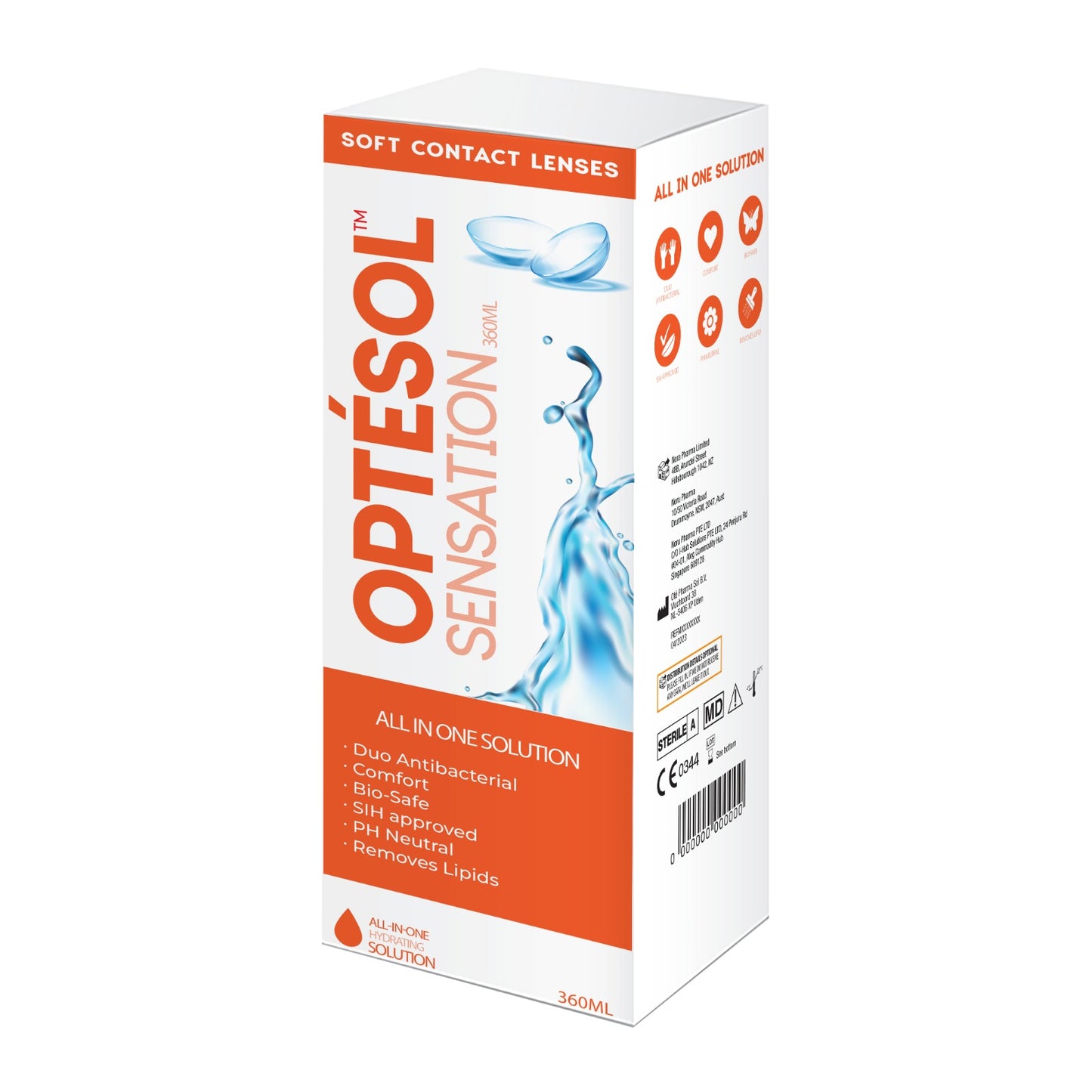 OPTÉSOL SENSATION ALL IN ONE SOLUTION SOFT LENSES 360ML