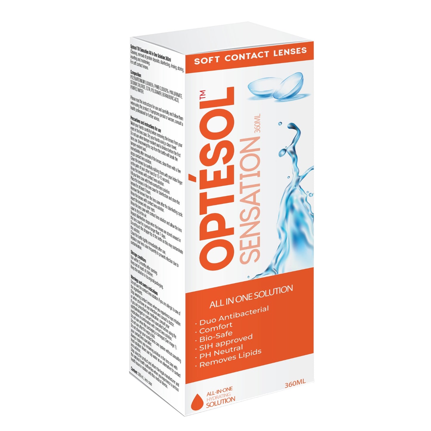 OPTÉSOL SENSATION ALL IN ONE SOLUTION SOFT LENSES 360ML