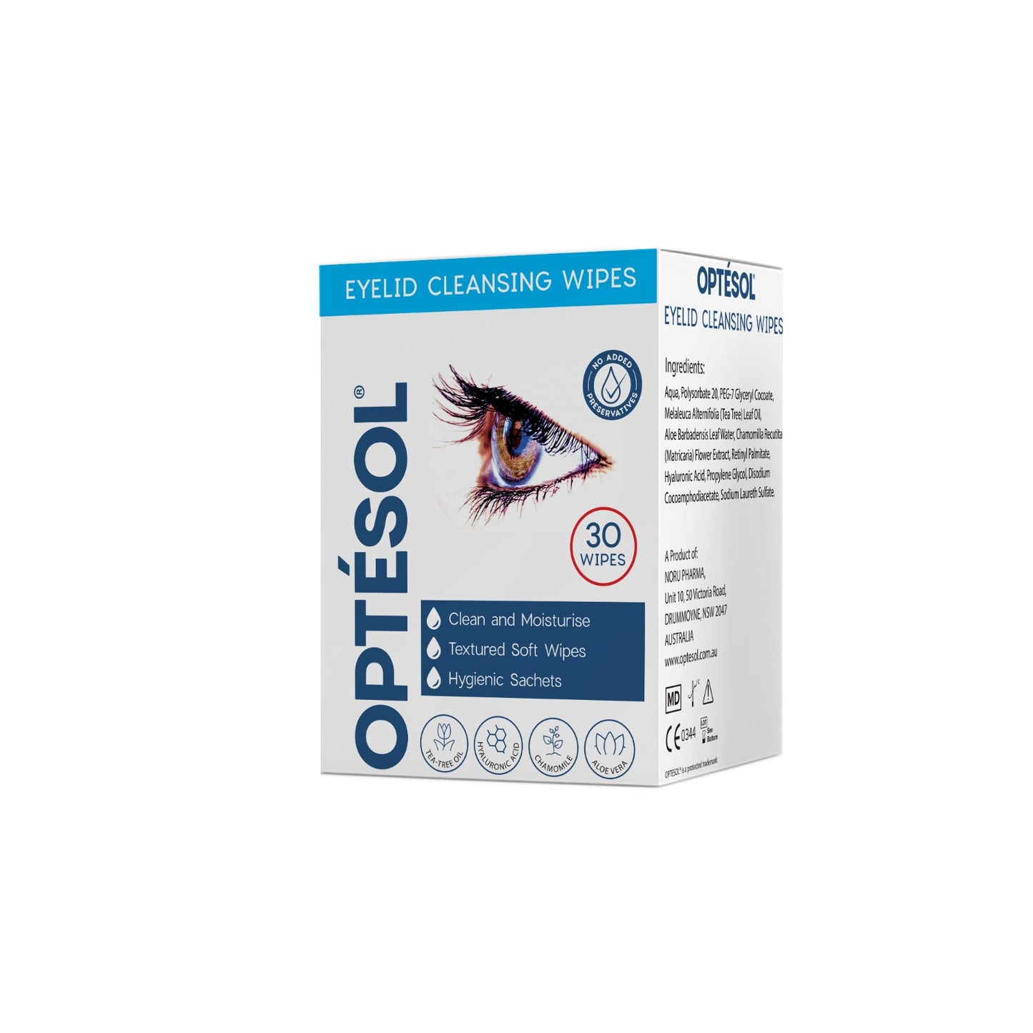OPTÉSOL EYELID CLEANSING WIPES 30 PACKS